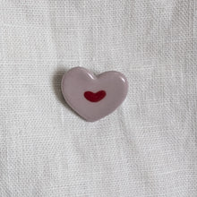 Load image into Gallery viewer, Love Letter Porcelain Heart Brooch - Hand Painted Mauve Keepsake Pin