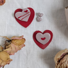 Load image into Gallery viewer, Love Letter Porcelain Heart Brooch - Hand Painted Mauve Keepsake Pin