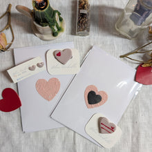 Load image into Gallery viewer, Love Letter Porcelain Heart Brooch -  Hand Painted Mauve Keepsake Pin
