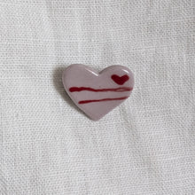 Load image into Gallery viewer, Love Letter Porcelain Heart Brooch -  Hand Painted Mauve Keepsake Pin
